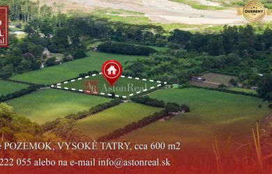 dostali sme DOPYT ! hľadáme stavebný POZEMOK, VYSOKÉ TATRY, cca 600 m2