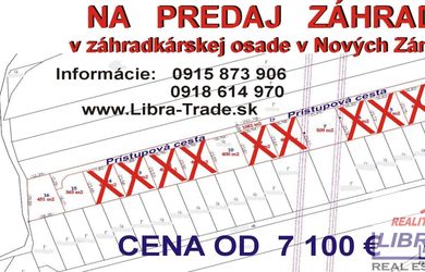Záhrada na predaj v Nových Zámkoch.