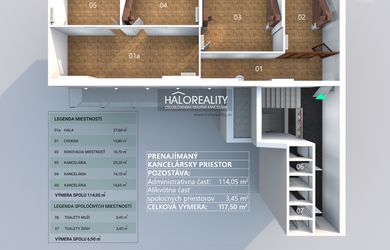 HALO reality - Prenájom, kancelársky priestor Bratislava Staré Mesto, plocha 120,95 m2