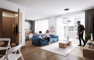 Priestranný 1 izb. apartmán v novostavbe - projekt Na Lúke, Dúbravka