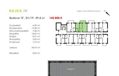 Predaj 3i byt s balkónom - Rajkapark IV Budova D