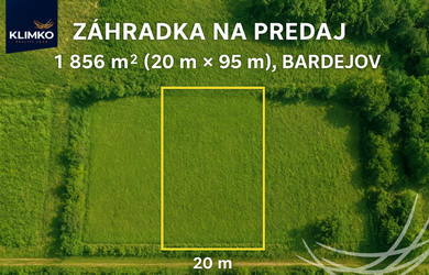 PREDAJ | POZEMOK | 1 856 m² | Bardejov (záhradkárska oblasť)