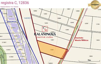 PREDAJ: investičný POZEMOK pri dialnici, parc. 12836, KOŠICE - KRÁSNA