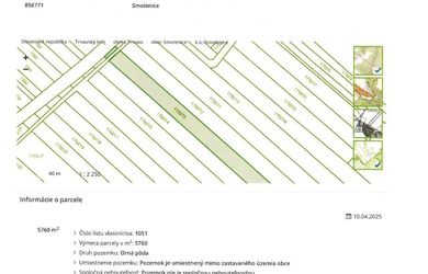 Investičný pozemok v Smoleniciach – 5760 m²