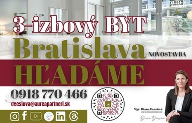 KÚPA 3-izbový byt- NOVOSTAVBA Bratislava- pre záujemcov z obhliadok