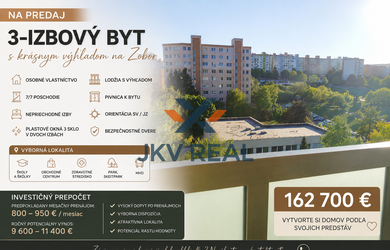 ✨VÝNIMOČNÝ 3-IZBOVÝ BYT S PANORAMATICKÝM VÝHĽADOM NA ZOBOR ✨