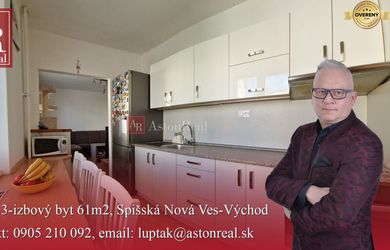 AstonReal: na predaj 3-izbový byt 61m2, Spišská Nová Ves - Východ