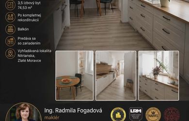 NOVINKA -3,5 izb. byt Zlaté Moravce