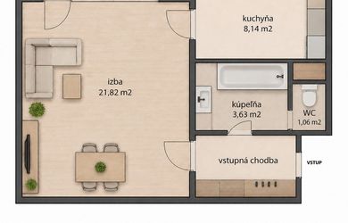 Priestranný 1-izbový byt s loggiou s potenciálom prerobenia na 2-izbový byt Bratislava – Ružinov