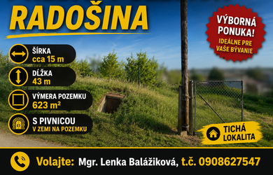 BRANDreal - PREDAJ pozemok v obci Radošina, okres Topoľčany, 623 m2