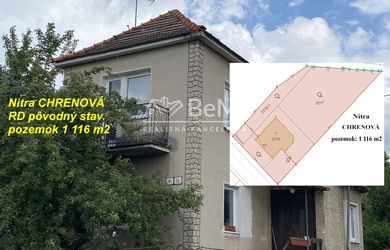 Nitra CHRENOVÁ RD pôvodný stav pozemok 1116 m2 ID 618-12-MIG