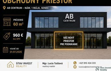Obchodný priestor v centre Senca  na prenájom