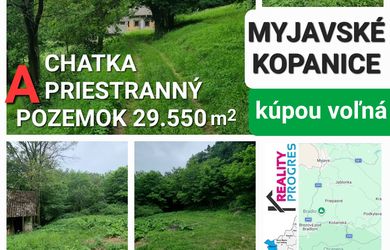 REALITY PROGRES PONÚKA CHATKU a POZEMKY 29.550 m2 na SAMOTE - MYJAVSKÉ KOPANICE - VOĽNÉ