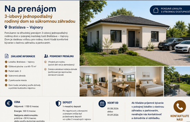 3-izbový jednopodlažný rodinný dom so súkromnou záhradou | Bratislava – Vajnory