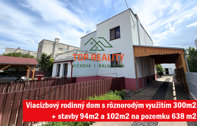 REZERVOVANÉ * Rodinný dom s rôznorodým využitím 300m2 +94m2 +102 m2 na pozemku 638 m2, Sládkovičovo za 330.000 €