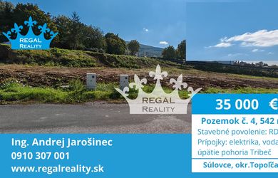 POZEMOK  č. 4, 542 m2, Súlovce ,okr. TO