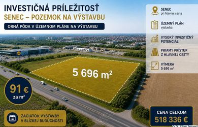 Investičný pozemok pri hlavnej ceste v Senci – územný plán na výstavbu