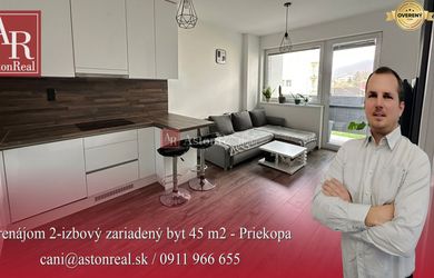 Prenájom 3-izbový zariadený byt 65 m2 v Martine Priekope s 2 Balkónmi