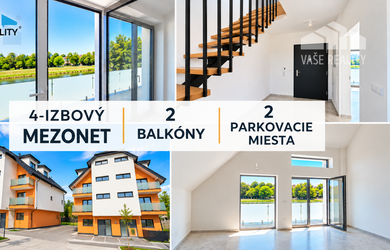Moderný 4-izbový mezonet s dvomi balkónmi v obci Banka pri Piešťanoch