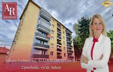 TEHLOVÝ 3-izbový byt, ul. ALEJA SLOBODY, 66 m2, 2.p., balkón, výťah