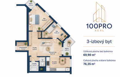 100PRO | Váš nový domov nad strechami Bratislavy | 2 balkóny a panoramatický výhľad v Lucette Tower